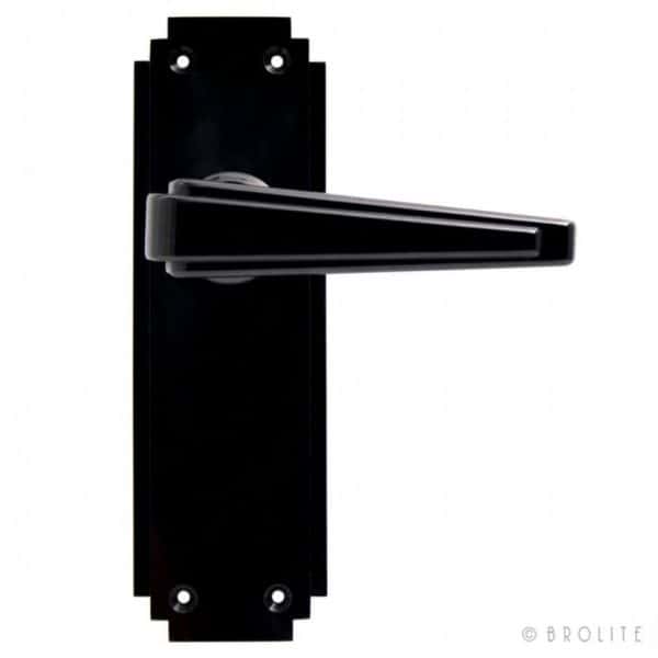 66142 Art Deco Deurbeslag getrapt deurschild zwart bakeliet