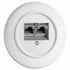 100726 Data RJ45 Wandcontactdoos met rond afdekraam inbouw wit bakeliet