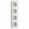 176424 Afdekraam 4voudig wit bakeliet, 4 Wandcontactdozen met randaarde inbouw