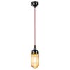 100853 Persglazen Hanglamp Zwart Bakeliet met Rood textielsnoer