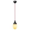 100855 Druppel Hanglamp Zwart bakeliet met Rood Textielsnoer