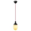 100855 Druppel Hanglamp Zwart bakeliet met Rood Textielsnoer