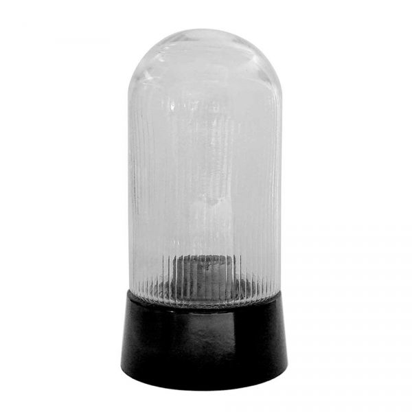 164381 Plafondlamp zwart bakeliet met persglas