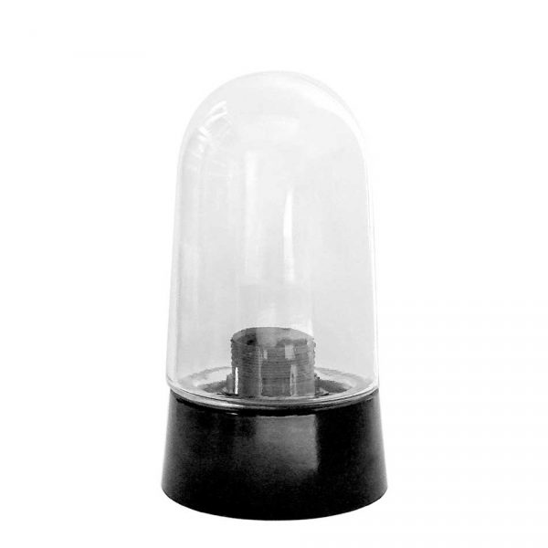 164382 Plafondlamp zwart bakeliet met stolpglas