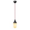 100845 Stolpglazen Hanglamp zwart bakeliet met rood textielsnoer