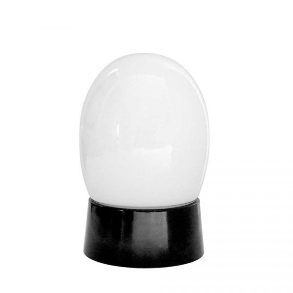 164384 Plafondlamp zwart bakeliet met wit opaal druppel glas