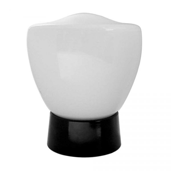 164386 Plafondlamp zwart bakeliet met Wit Opaal Gebogen Kegel glas